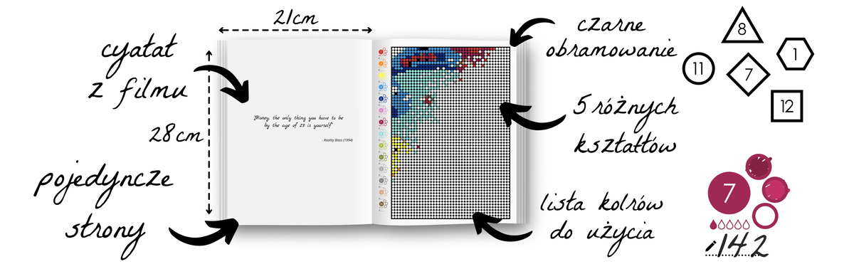 Coloring Page | Bold Lines | Single-Sided Pages | 5x5 | Circles | Hexagons | Triangles | Squares