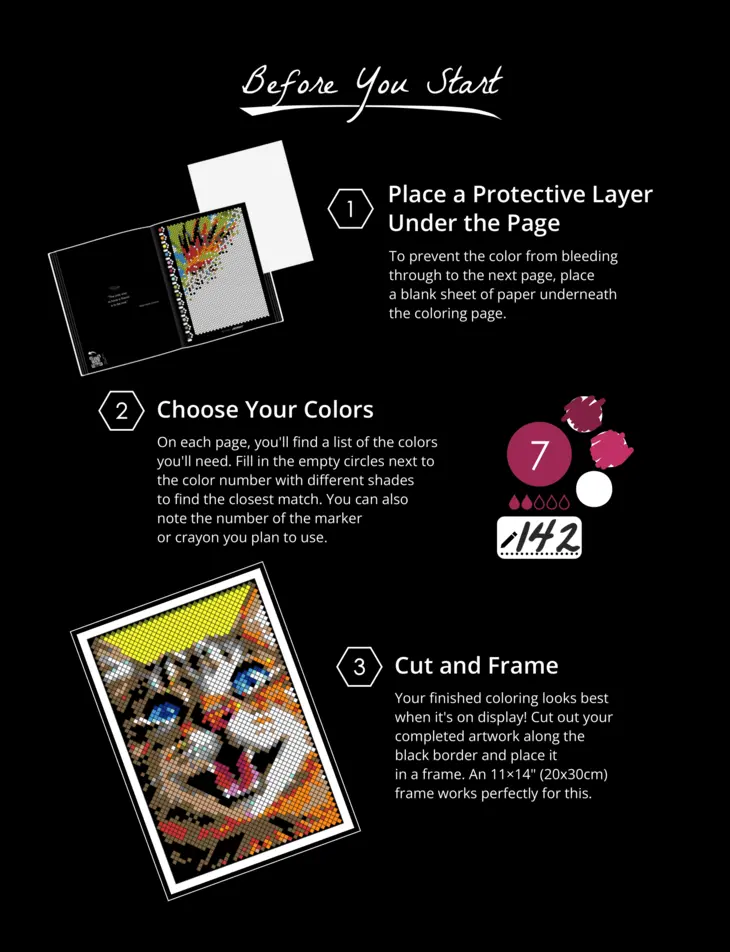 Color by Number - Animals [Black Edition] - Mystery Mosaics Coloring Book