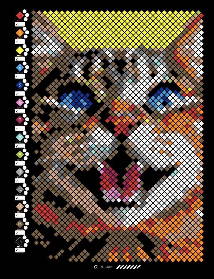 Color by Number - Animals [Black Edition] - Mystery Mosaics Coloring Book