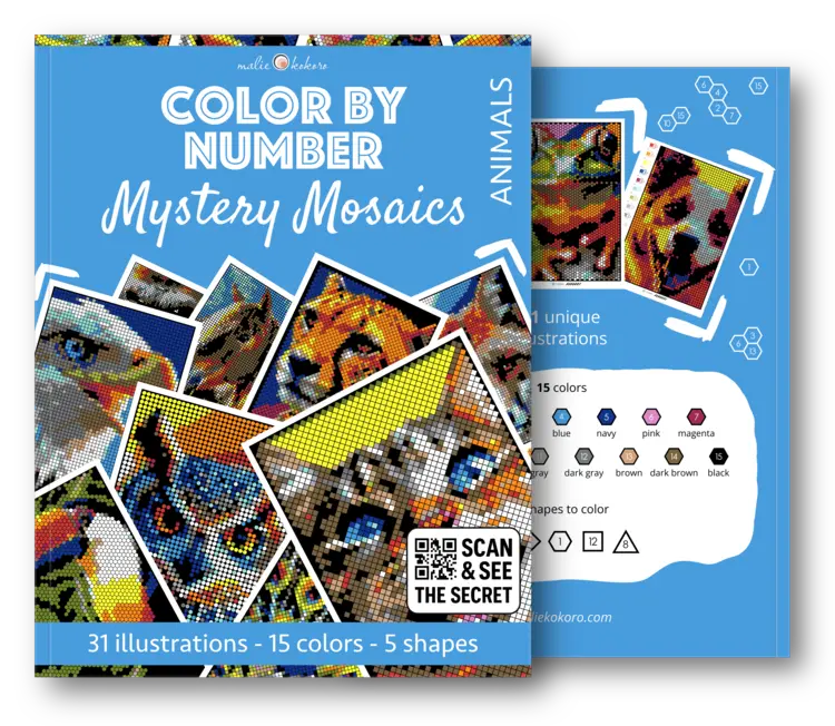 Color by Number - Animals [Black Edition] - Mystery Mosaics Coloring Book