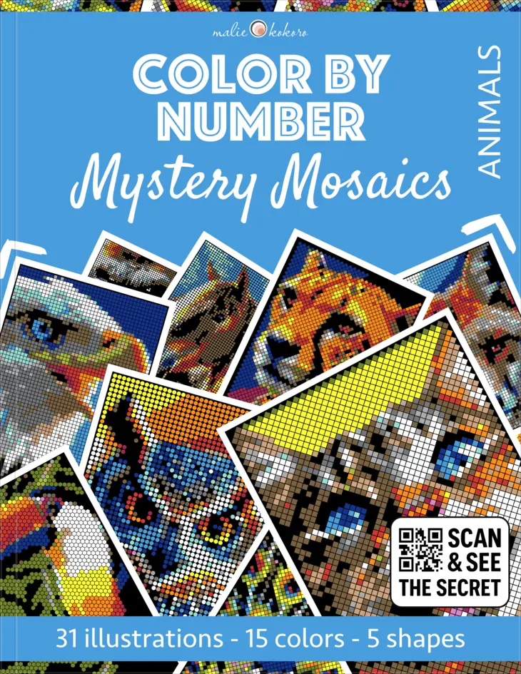 Color by Number - Animals - Mystery Mosaics Coloring Book
