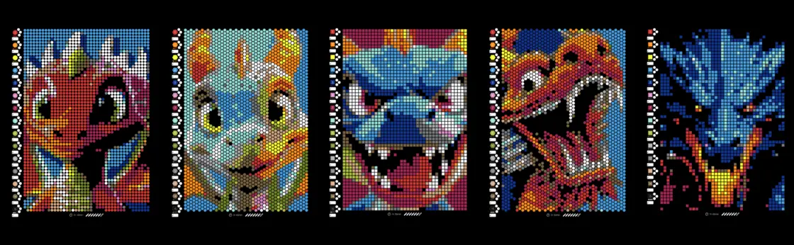 Color by Number - Dragons [Black Edition] - Mystery Mosaics Coloring Book