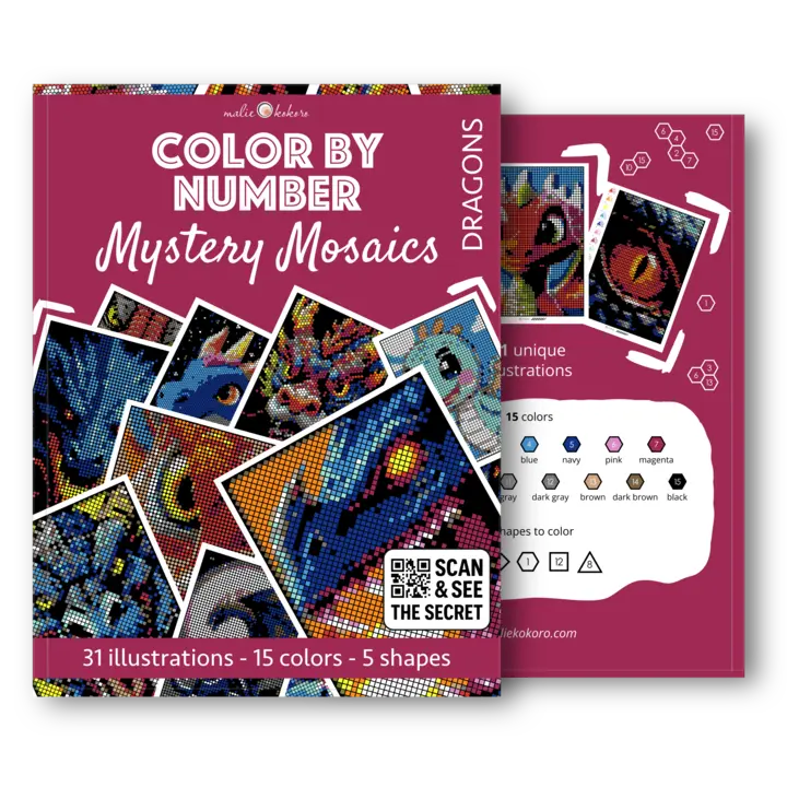 Color by Number - Dragons - Mystery Mosaics Coloring Book