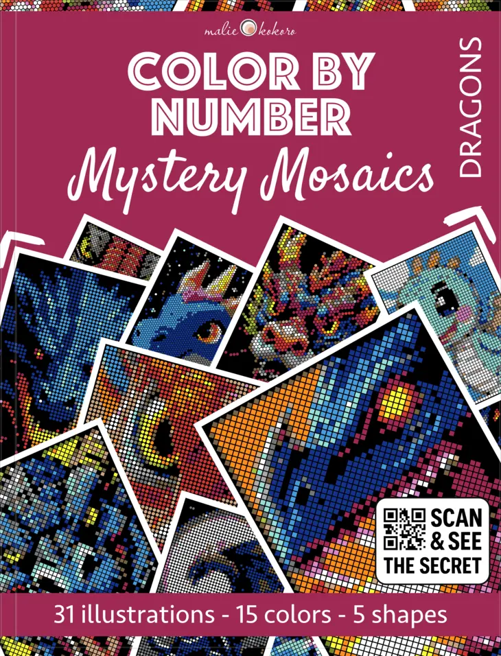 Color by Number - Dragons - Mystery Mosaics Coloring Book
