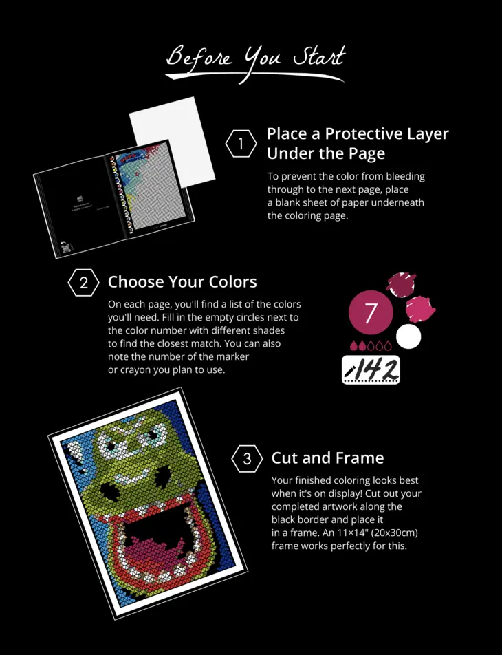 Color by Number - 90s Vibes [Black Edition] - Mystery Mosaics Coloring Book