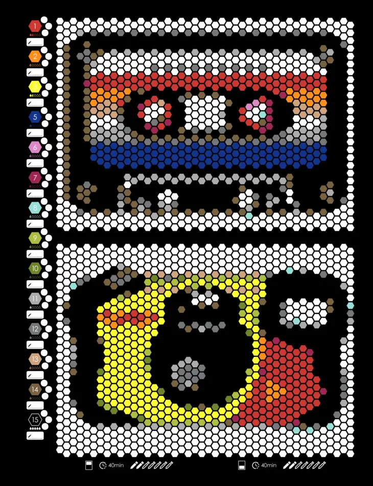 Color by Number - 90s Vibes [Black Edition] - Mystery Mosaics Coloring Book
