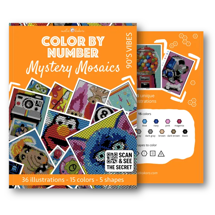Color by Number - 90s Vibes - Mystery Mosaics Coloring Book