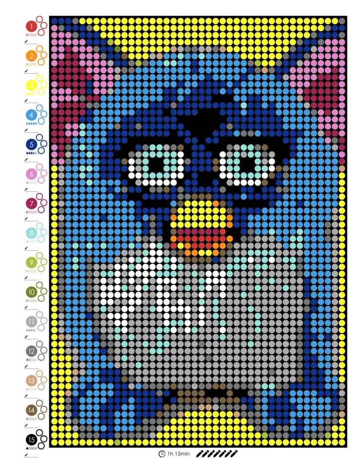 Color by Number - 90s Vibes - Mystery Mosaics Coloring Book