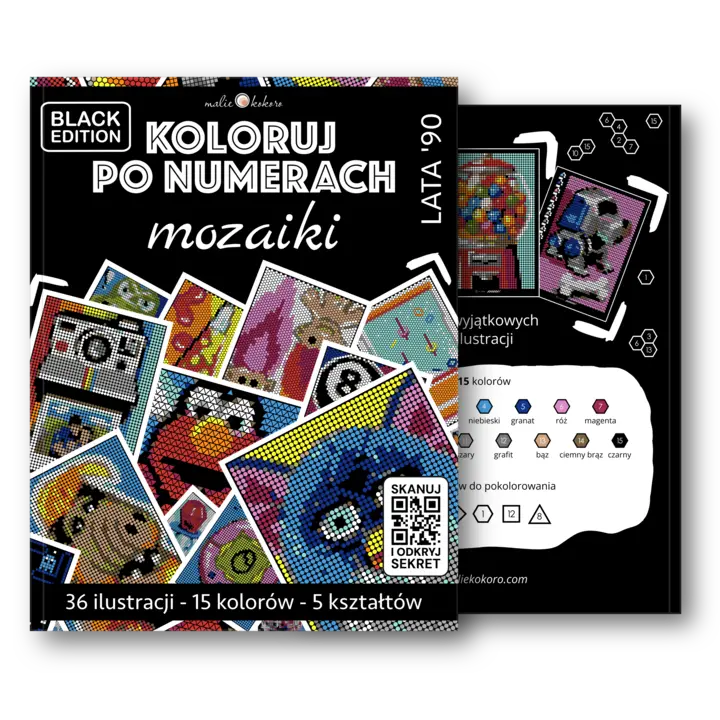 Koloruj po numberach - Lata 90 [Black Edition] - Mozaikowa kolorowanka dla dorosłych