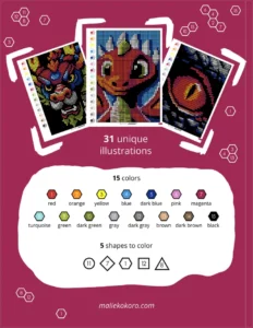Color by Number - Dragons - Mystery Mosaics Coloring Book