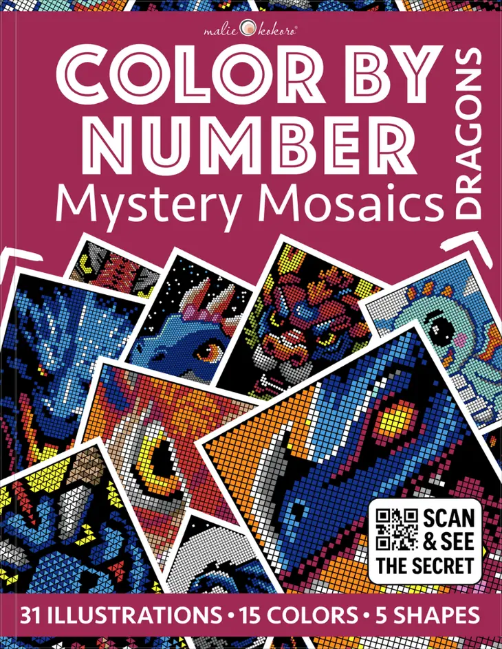 Color by Number - Dragons - Mystery Mosaics Coloring Book