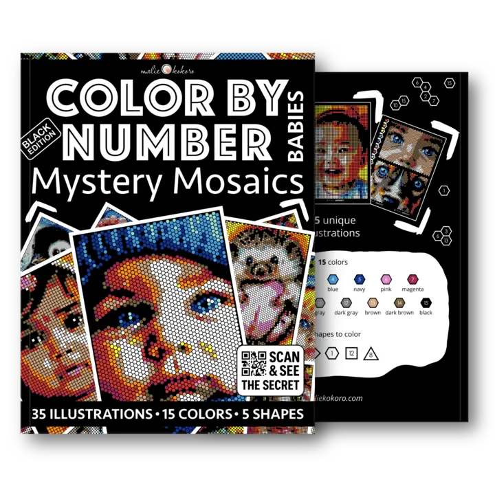 Color by Number - Babies [Black Edition] - Mystery Mosaics Coloring Book