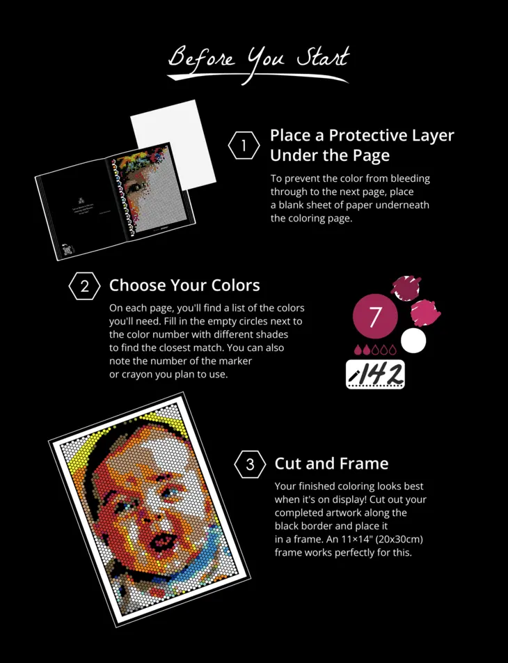 Color by Number - Babies [Black Edition] - Mystery Mosaics Coloring Book