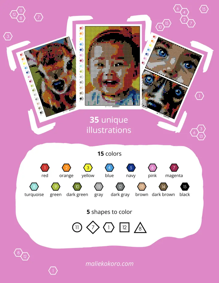 Color by Number - Babies - Mystery Mosaics Coloring Book