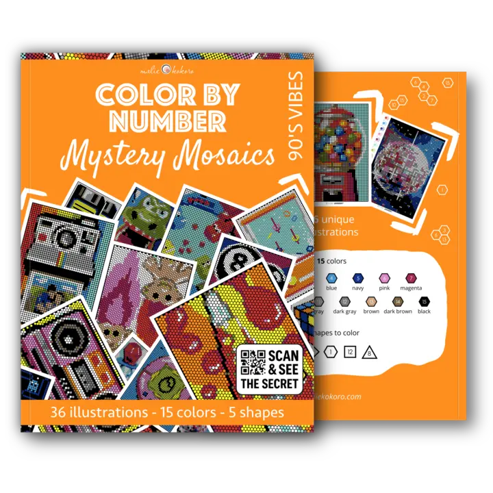 Color by Number - 90s Vibes - Mystery Mosaics Coloring Book