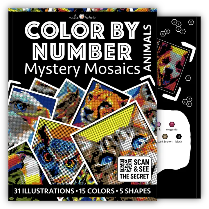 Color by Number - Animals [Black Edition] - Mystery Mosaics Coloring Book