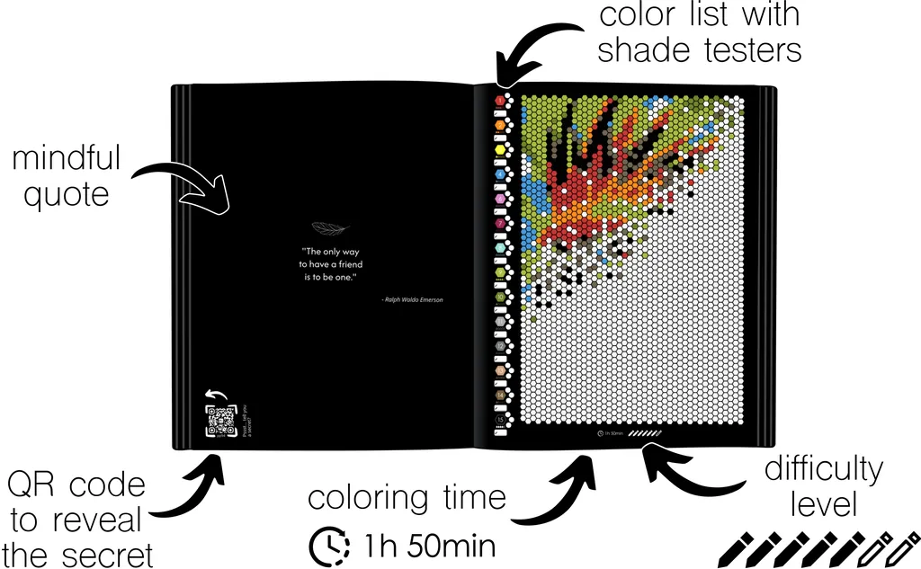 Color by Number - Animals [Black Edition] - Mystery Mosaics Coloring Book
