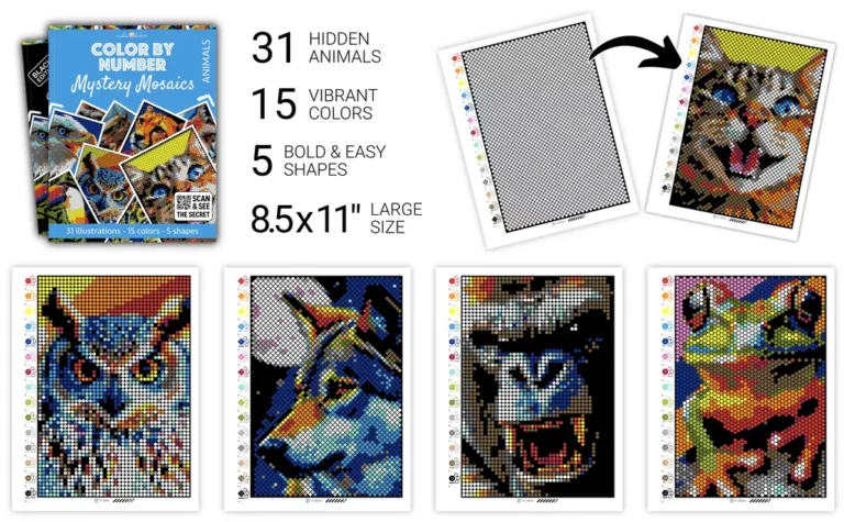 Color by Number - Animals - Mystery Mosaics Coloring Book