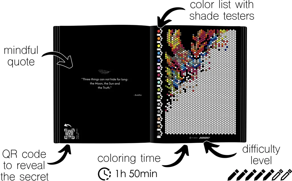 Color by Number - Dragons [Black Edition] - Mystery Mosaics Coloring Book