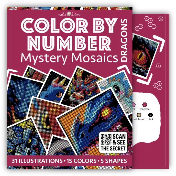Color by Number - Dragons - Mystery Mosaics Coloring Book