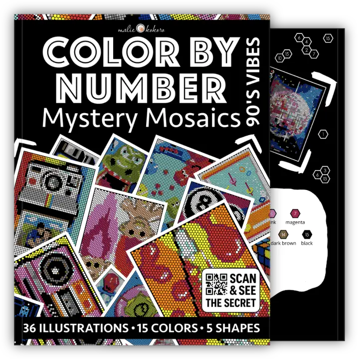 Color by Number - 90s Vibes [Black Edition] - Mystery Mosaics Coloring Book