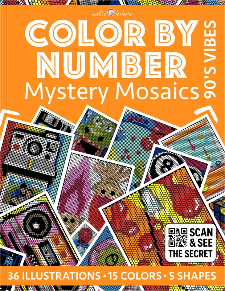 Color by Number - 90s Vibes - Mystery Mosaics Coloring Book