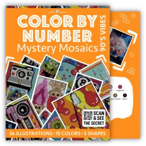 Color by Number - 90s Vibes - Mystery Mosaics Coloring Book