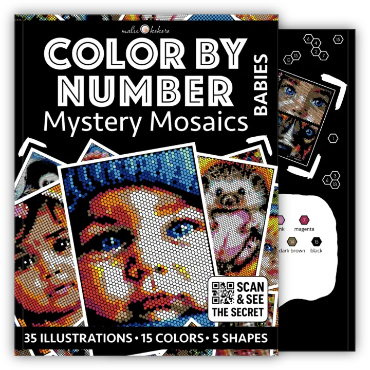 Color by Number - Babies [Black Edition] - Mystery Mosaics Coloring Book