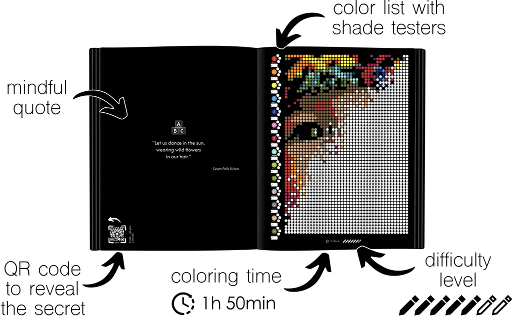 Color by Number - Babies [Black Edition] - Mystery Mosaics Coloring Book