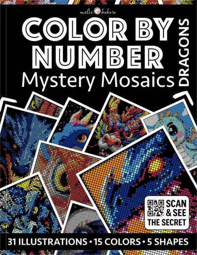Color by Number - Dragons [Black Edition] - Mystery Mosaics Coloring Book