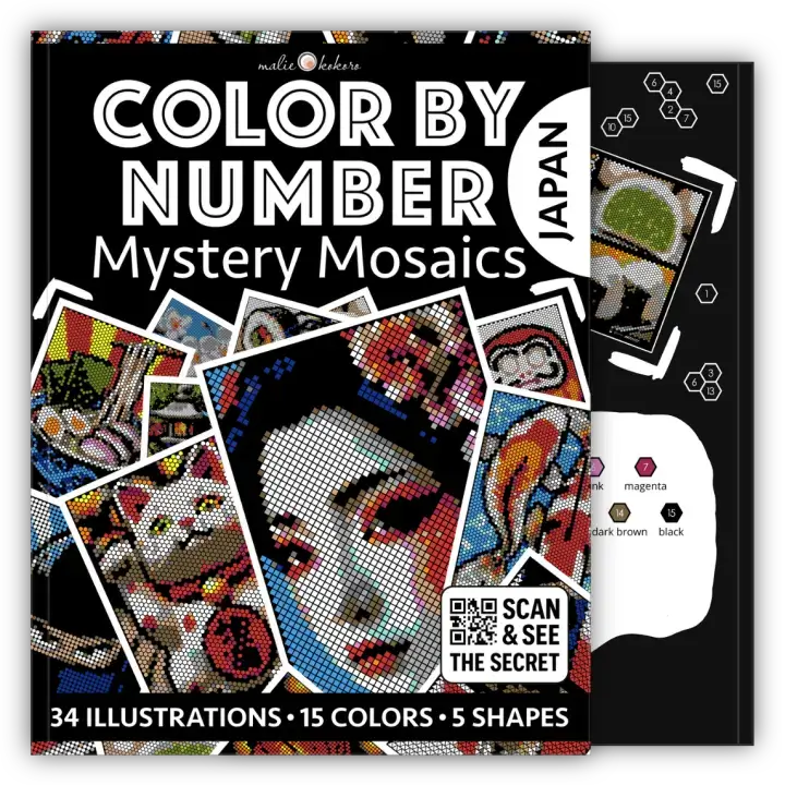 Color by Number - Japan [Black Edition] - Mystery Mosaics Coloring Book
