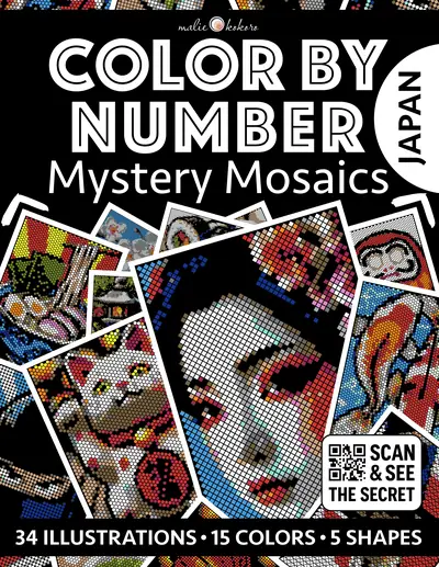 Color by Number - Japan [Black Edition] - Mystery Mosaics Coloring Book