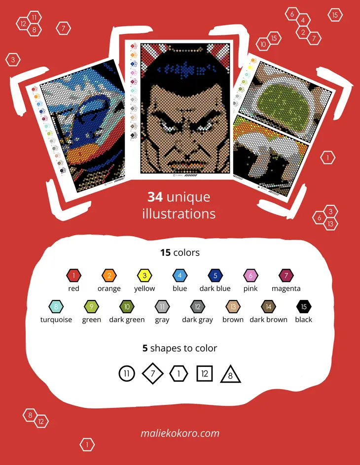 Color by Number - Japan - Mystery Mosaics Coloring Book