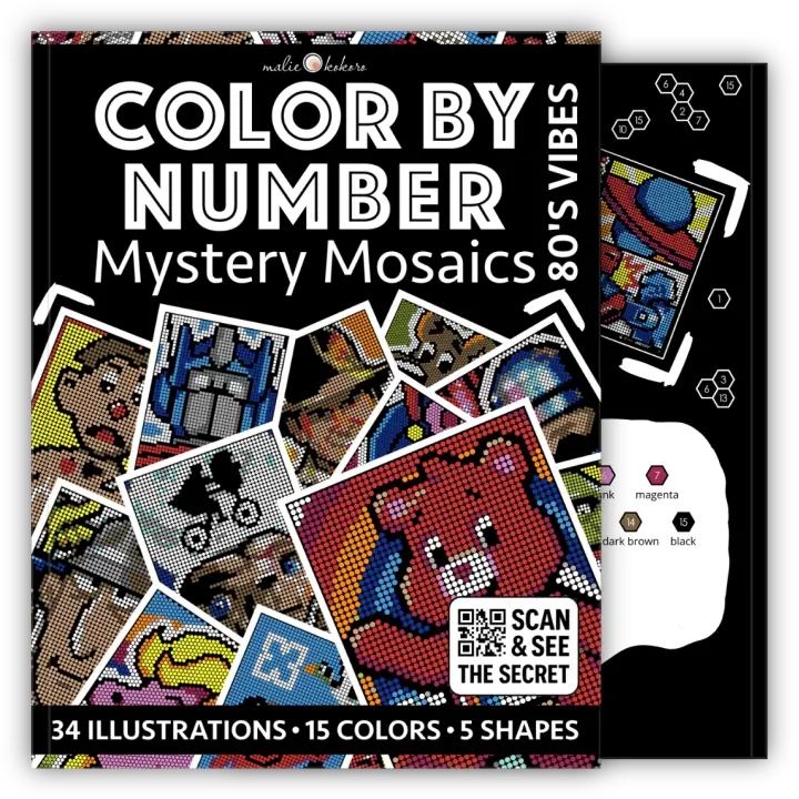 Color by Number - 80's Vibes - Mystery Mosaics Coloring Book