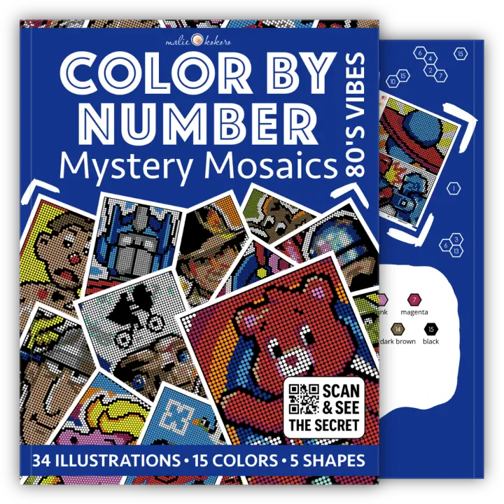 Color by Number - 80's Vibes - Mystery Mosaics Coloring Book