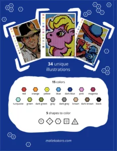 Color by Number - 80s Vibes - Mystery Mosaics Coloring Book