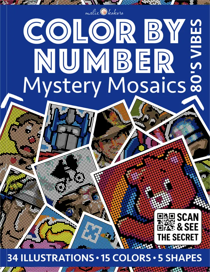 Color by Number - 80s Vibes - Mystery Mosaics Coloring Book