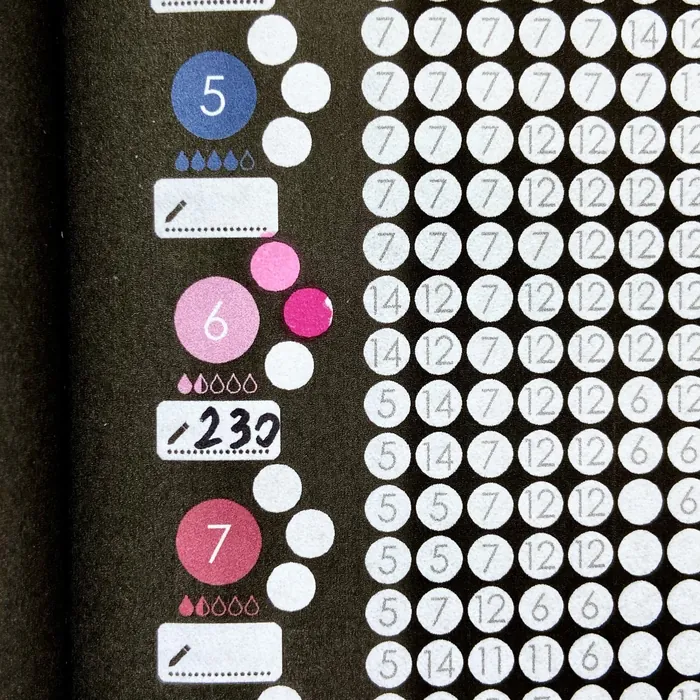 List of Colors on Each Page