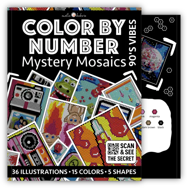Color by Number - 90s Vibes [Black Edition] - Mystery Mosaics Coloring Book