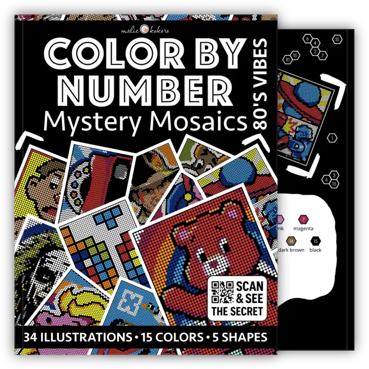 Color by Number - 80s Vibes - Mystery Mosaics Coloring Book