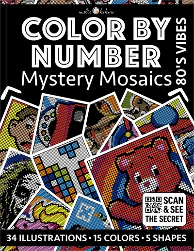 Color by Number - 80s Vibes [Black Edition] - Mystery Mosaics Coloring Book