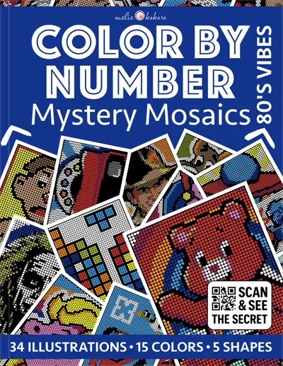 Color by Number - 80s Vibes [Black Edition] - Mystery Mosaics Coloring Book