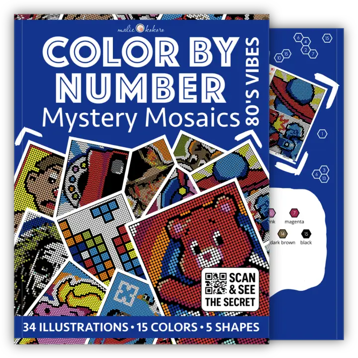 Color by Number - 80s Vibes [Black Edition] - Mystery Mosaics Coloring Book