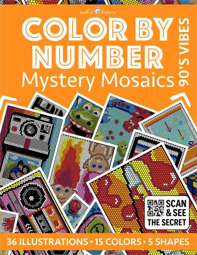 Color by Number - 90s Vibes - Mystery Mosaics Coloring Book