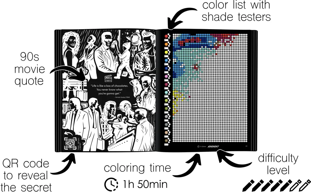 Color by Number | Mystery Mosaics - 90s Vibes | 36 Hidden Memories, 15 Vibrant Colors, Bold & Easy