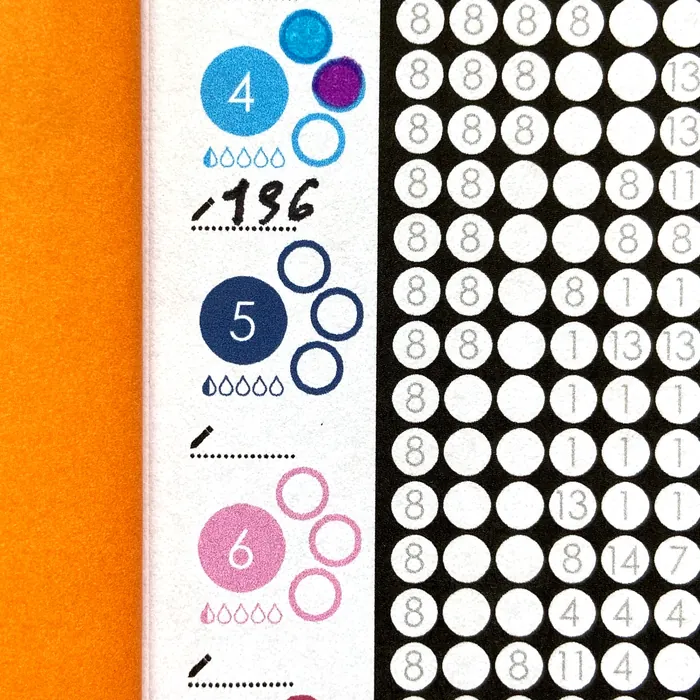 List of Colors on Each Page