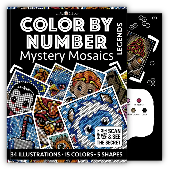 Color by Number - Legends [Black Edition] - Mystery Mosaics Coloring Book
