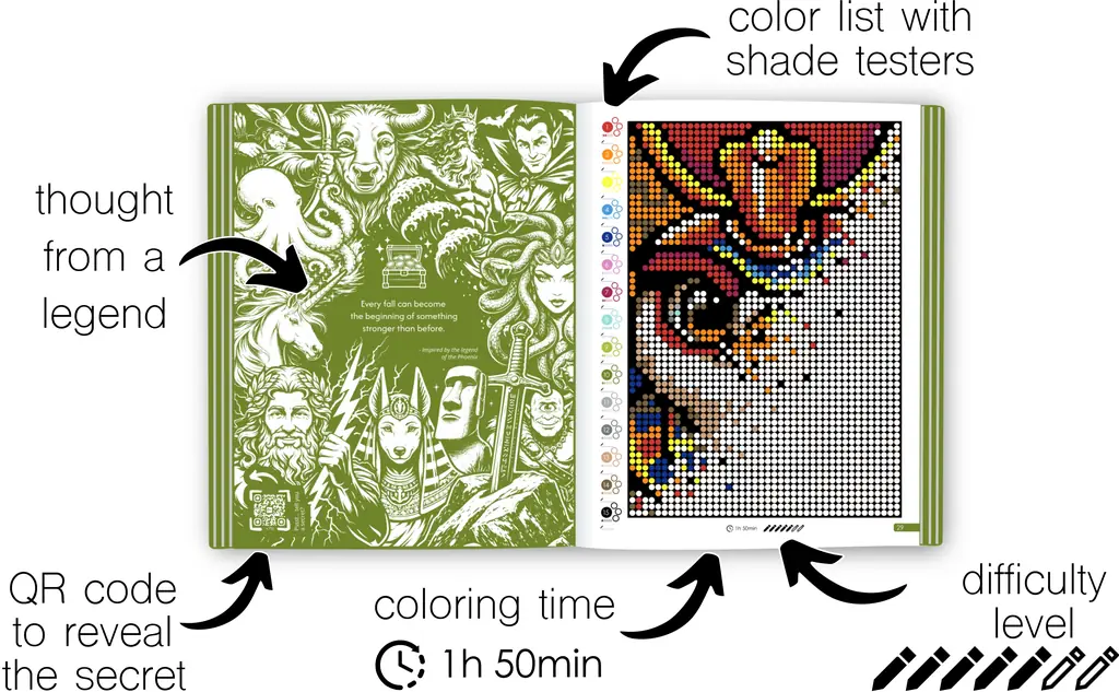 Color by Number - Legends - Mystery Mosaics Coloring Book