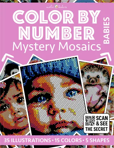 Color by Number | Mystery Mosaics - Babies | 35 Hidden Images, 15 Vibrant Colors, Bold and Easy