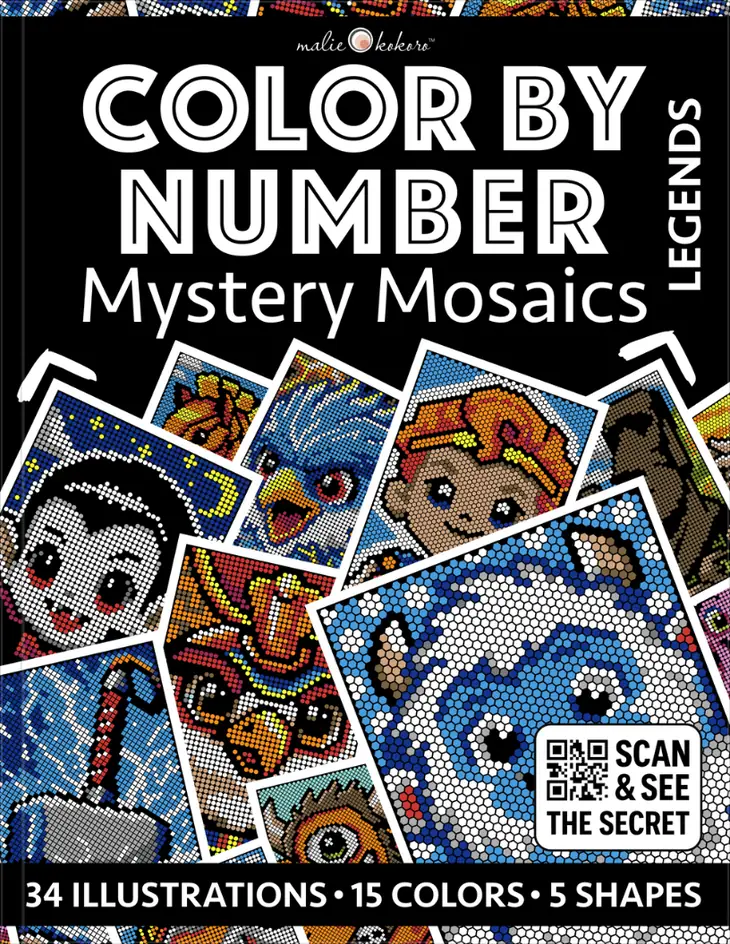 Color by Number - Legends [Black Edition] - Mystery Mosaics Coloring Book